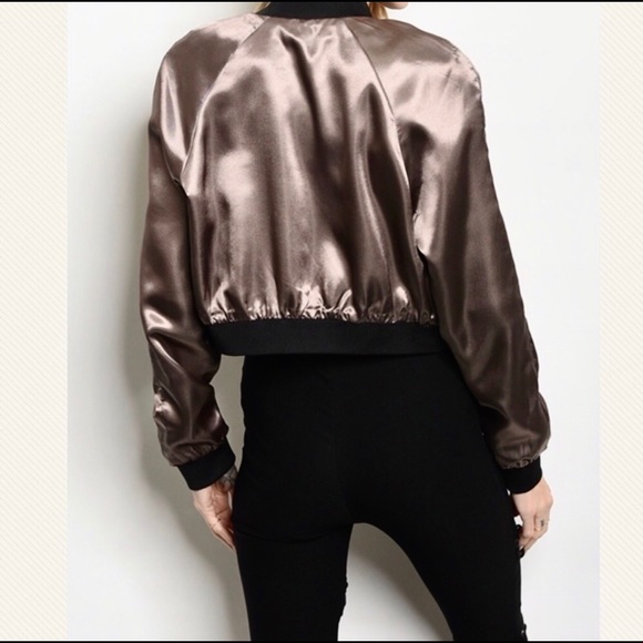 Layla ASOS studded metallic satin bomber jacket - Picture 2 of 8